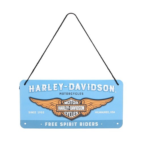  Placa metálica decorativa com cordão HARLEY DAVIDSON SPIRIT RIDERS GRÁTIS - 10 x 20 cm - UF01488 