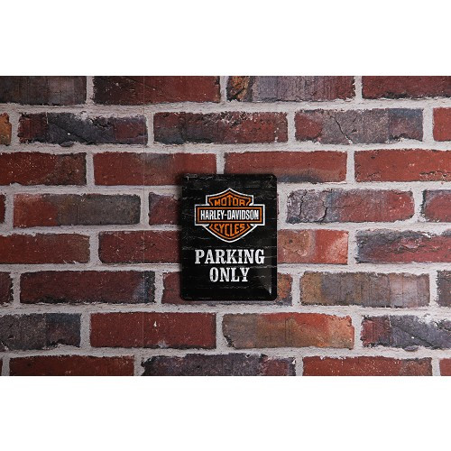 Targa decorativa in metallo HARLEY DAVIDSON PARKING ONLY - 15 x 20 cm - UF01506