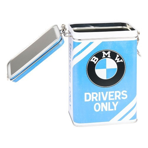 BMW DRIVERS ONLY scatola decorativa in metallo con clip - 7,5 x 11 x 17,5 cm - UF01534