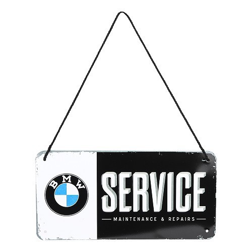  Placa metálica decorativa com cordão BMW SERVICE - 10 x 20 cm - UF01537 