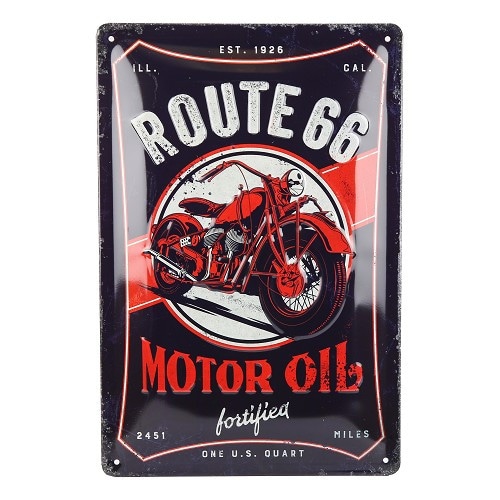  Plaque décorative métallique Route 66 Motor Oil - 20 x 30 cm - UF01545 