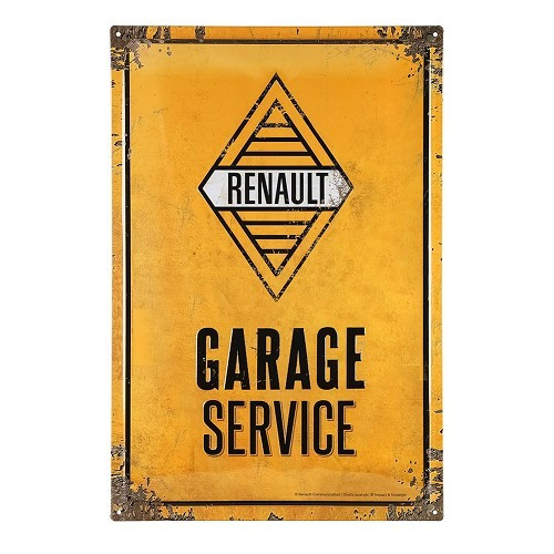  Placa de identificação metálica RENAULT GARAGE SERVICE - 60 x 40 cm - UF01572 