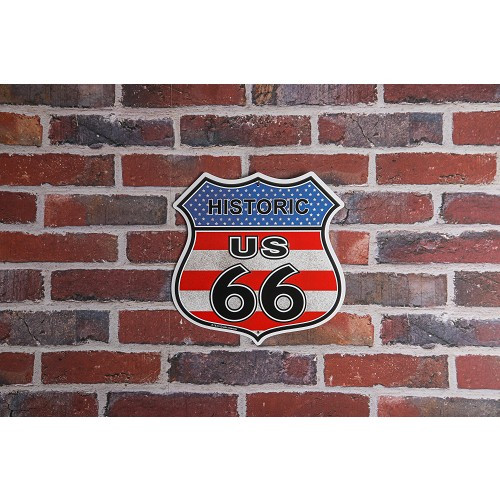 Targa decorativa in metallo HISTORIC US 66 ROAD - 30 x 30 cm - UF01574