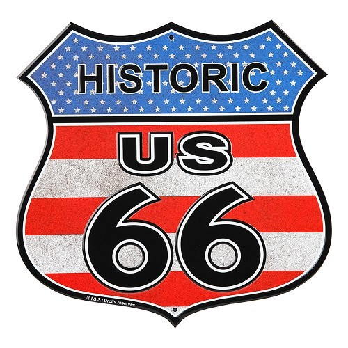  HISTORIC US 66 ROAD decorative metallic plaque - 30 x 30 cm - UF01574 