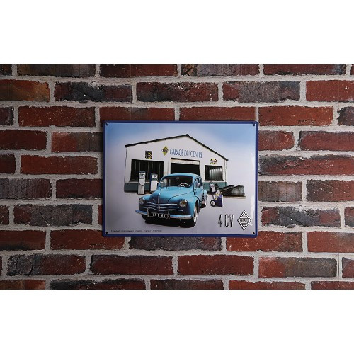 RENAULT 4CV GARAGE decorative metallic plaque - 30 x 40 cm - UF01577