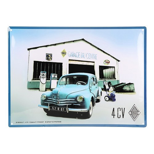     
                
                
    Plaque décorative métallique RENAULT 4CV GARAGE - 30 x 40 cm - UF01577
