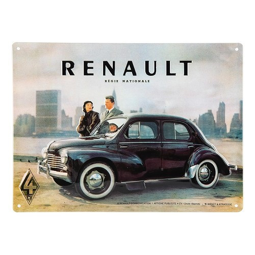  Plaque décorative métallique RENAULT 4CV NEW YORK - 30 x 40 cm - UF01578 