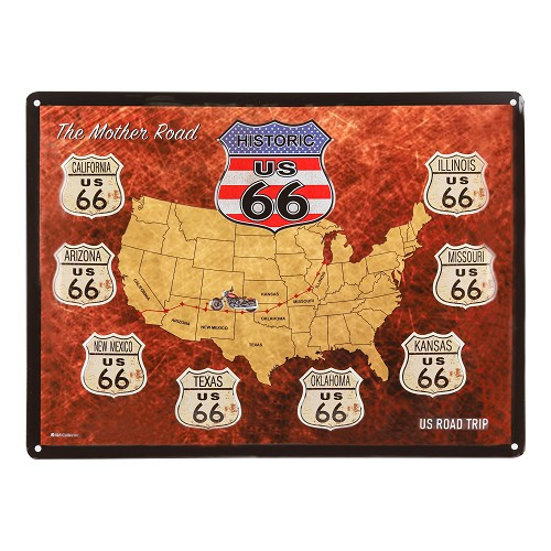     
                
                
    Targa decorativa in metallo HISTORIC ROUTE 66 - 30 x 40 cm - UF01615
