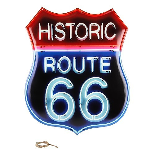  Decorative metal sign HISTORIC ROUTE 66 - 50 x 60 cm - Neon effect - UF01616 