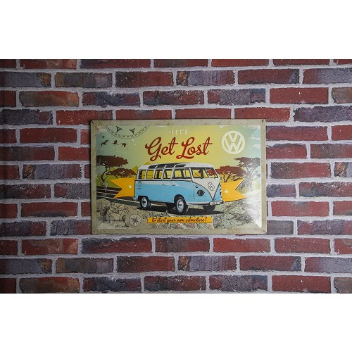 VW COMBI LET'S GET LOST decorative metallic plaque - 40 x 60 cm - UF01629