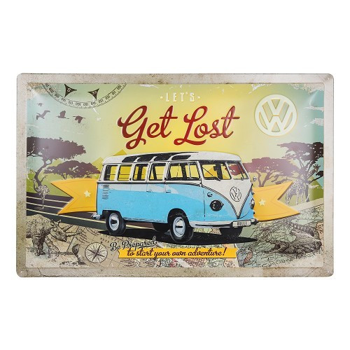  VW COMBI LET'S GET LOST decorative metallic plaque - 40 x 60 cm - UF01629 