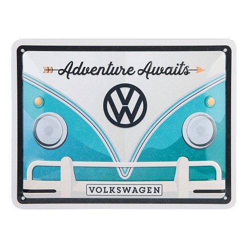  Plaque décorative métallique VW COMBI SPLIT ADVENTURE AWAITS - 20 x 15 cm - UF01659 