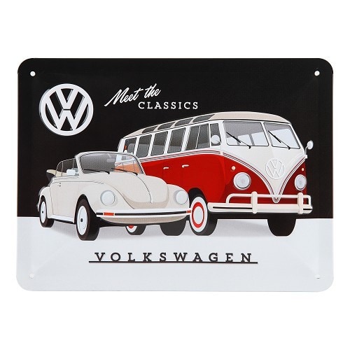  Piastra decorativa in metallo Maggiolino VW CLASSICS - 20 x 15 cm - UF01662 