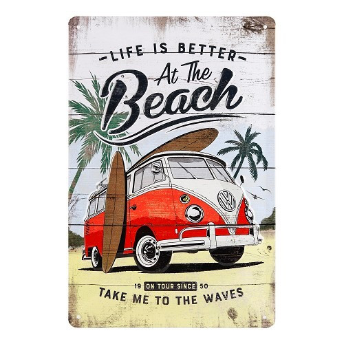  Placa decorativa metálica LIFE IS BETTER AT THE BEACH - 20 x 30 cm - UF01681 