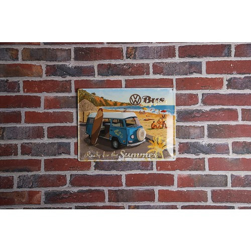 Targa di metallo VW READY FOR THE SUMMER - 30 x 40 cm - UF01683