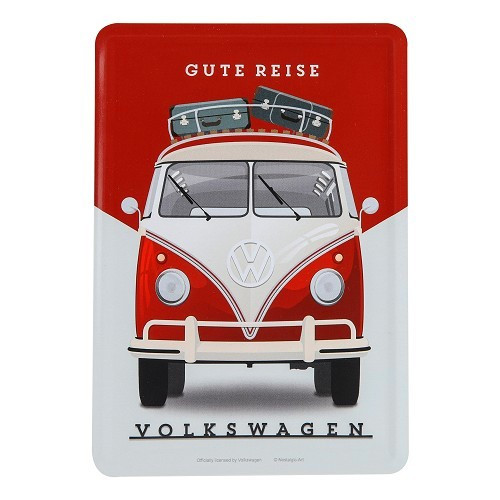  Carte postale métallique VW COMBI SPLIT GUT REISE - 10 x 14 cm - UF01694 