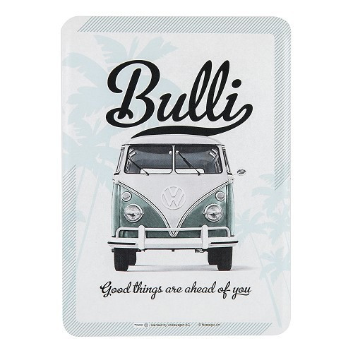  Carte postale métallique VW COMBI SPLIT BULLI - 10 x 14 cm - UF01697 
