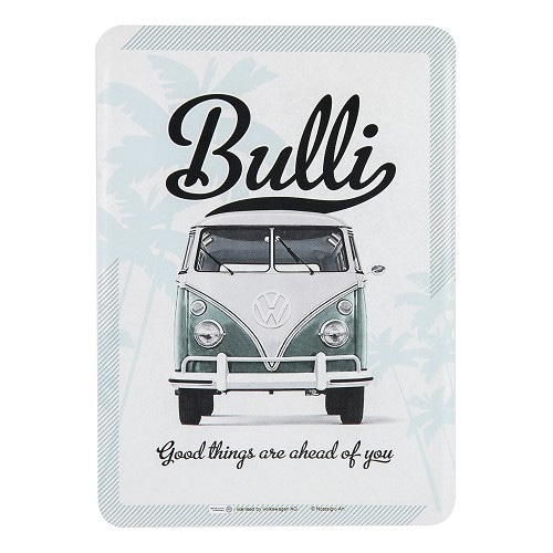  Carte postale métallique VW COMBI SPLIT BULLI - 10 x 14 cm - UF01697 