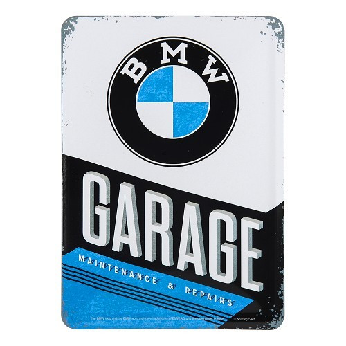  Cartão postal metálico BMW GARAGE - 10 x 14 cm - UF01699 