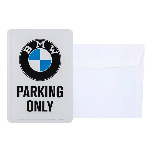  BMW PARKING ONLY metalen ansichtkaart - 10 x 14 cm - UF01701-2 