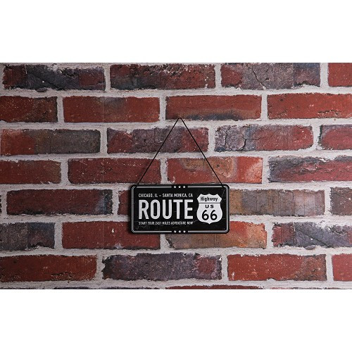 ROUTE 66 decorative metal plate with cord - 10 x 20 cm - UF01716