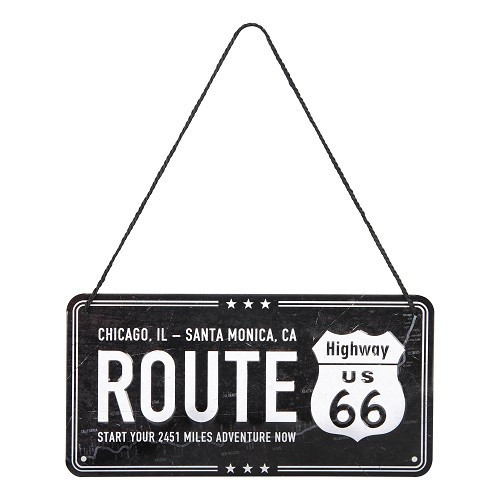  ROUTE 66 decorative metal plate with cord - 10 x 20 cm - UF01716 