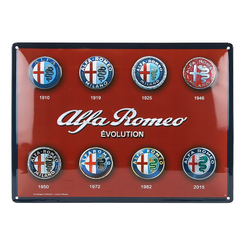     
                
                
    Plaque décorative métallique ALFA ROMEO EVOLUTION - 40 x 30 cm - UF01809

