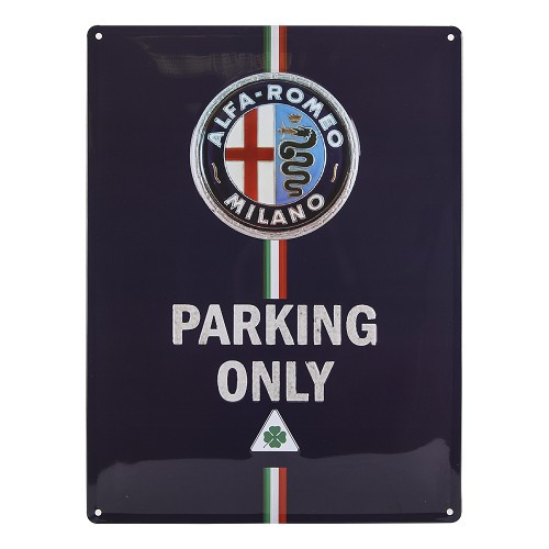     
                
                
    Plaque décorative métallique ALFA ROMEO PARKING ONLY - 40 x 30 cm - UF01819
