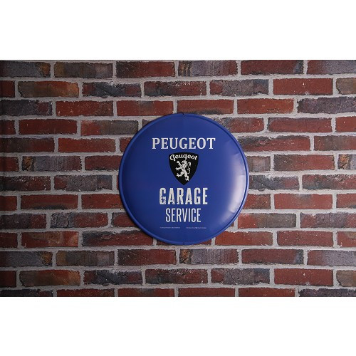 Targa decorativa rotonda smaltata PEUGEOT GARAGE SERVICE - Diametro 45 cm - UF01822