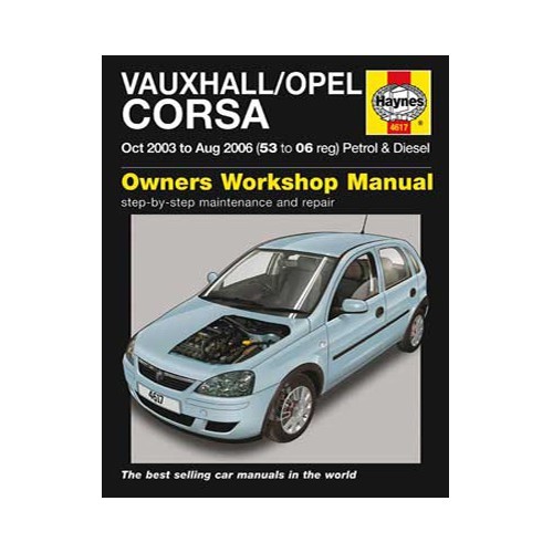     
                
                
    Haynes technical guide for Opel/Vauxhall Corsa from 2003 to 2006 - UF04051
