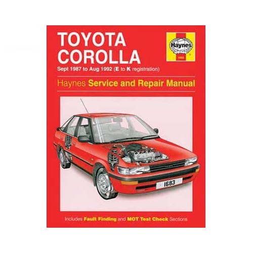     
                
                
    Haynes technical guide for Toyota Corolla from 87 to 92 - UF04296
