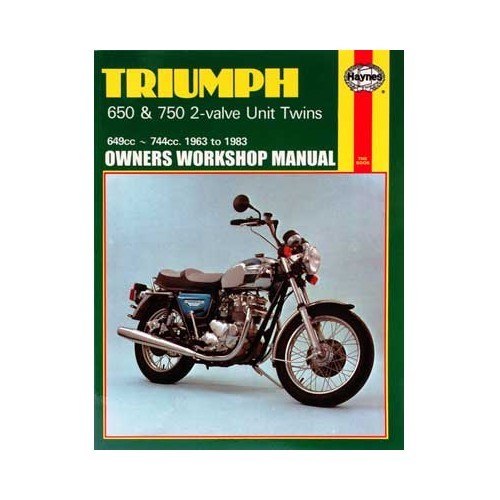     
                
                
    Manual de taller Haynes para Triumph 650 y 750 2 válvulas de 63 a 83 - UF04829
