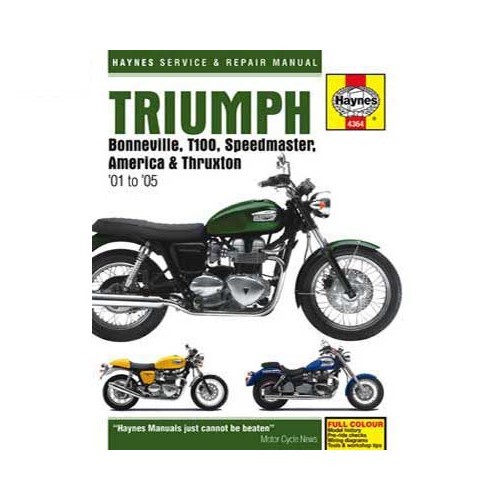     
                
                
    Revue technique Haynes pour Triumph Bonneville de 2001 à 2005 - UF04830
