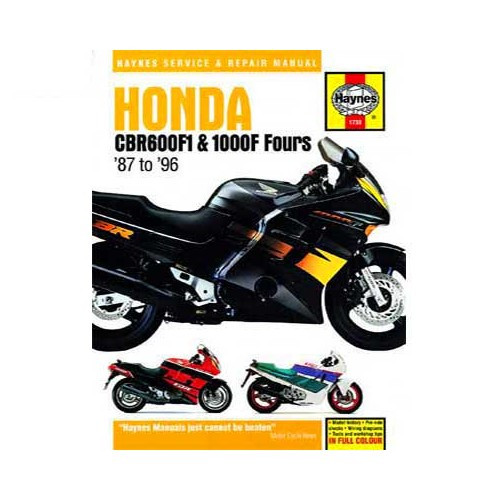     
                
                
    Haynes technical guide for Honda CBR600F1 & CBR1000F Fours from 87 to 96 - UF04868

