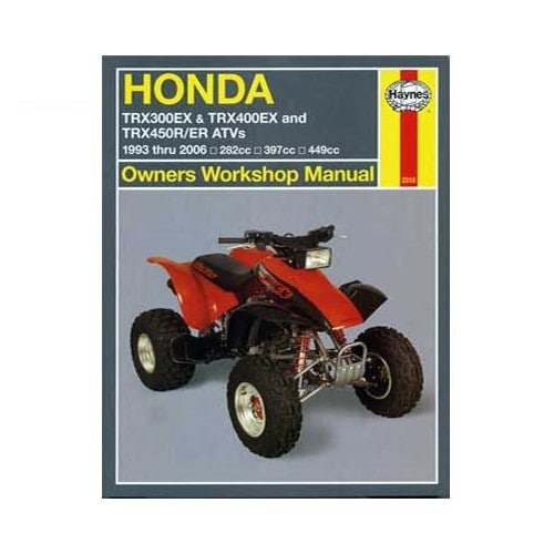 	
				
				
	Manual de taller Haynes para quad Honda TRX300EX, TRX400EX & TRX450R/ER de 93 a 2006 - UF04988
