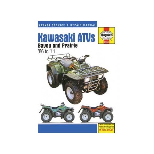  Haynes technical guide for Kawasaki Bayou 220/250/300 and Prairie 300 quad bike from 86 to 2003 - UF04990 