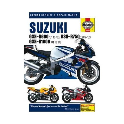  Haynes technical guide for Suzuki GSX-R600 (01->03), R750 (00->03) and R1000 (01->02) - UF05000 