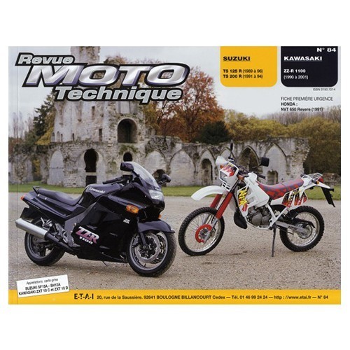     
                
                
    Revue Moto Technique N.° 84: Kawasaki ZZ-R 1100 y Suzuki TS 125/200 - UF05252
