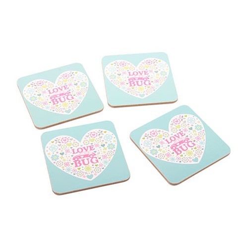  Drinks mats with multi-coloured VW Beetle motif - UF08139-1 