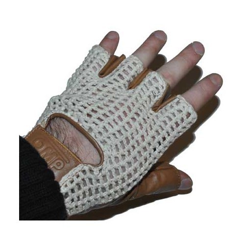  OMP "Tazio" fingerless leather driving gloves - Size L - UF08150L-1 