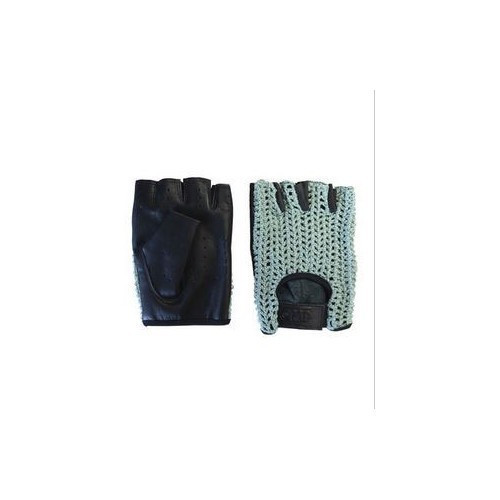  OMP "Finger abgeschnitten"-Fahrerhandschuhe aus schwarzem und grauem Leder - Größe L - UF08155L 