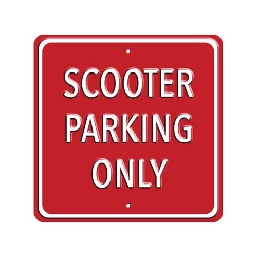  Plaque Scooter Parking Only Rouge et blanche - 30 x 30 cm - UF09274 