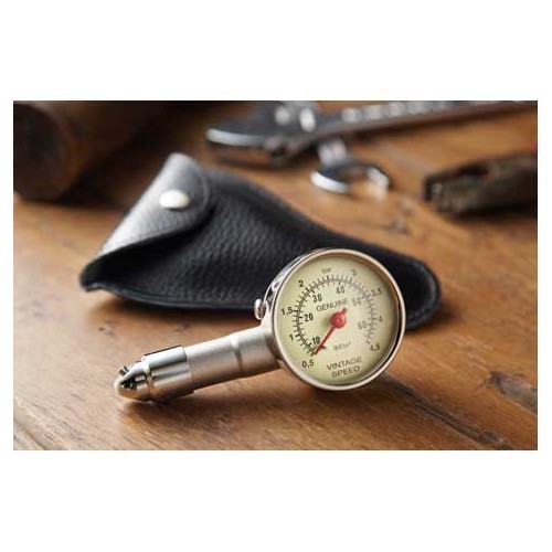  Manometer voor de druk van de banden Vintage Speed met zwartleren etui - UF15000 