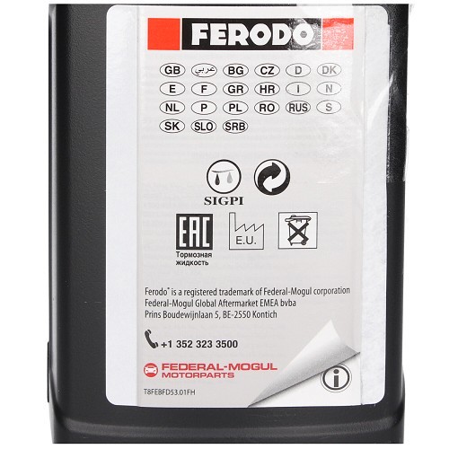  1 litro de líquido de frenos y embragues Ferodo DOT 5.1 - UH27000-1 
