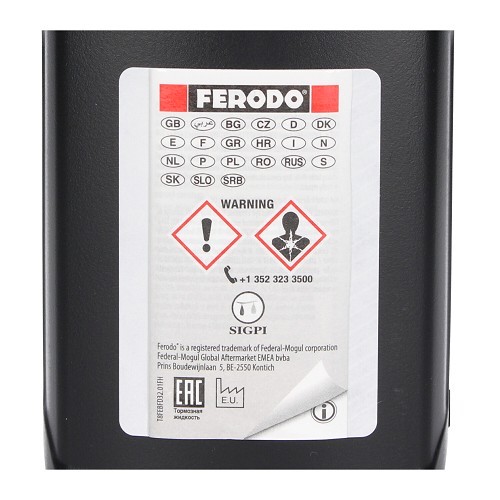  Liquide de frein et d'embrayage DOT 4 FBX050 FERODO - bidon - 500ml - UH27002-1 