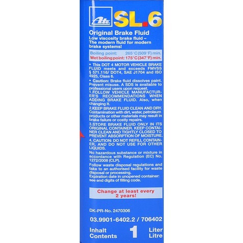  Bremsflüssigkeit ATE SL.6 DOT 4 - 1 Liter - UH27019-1 