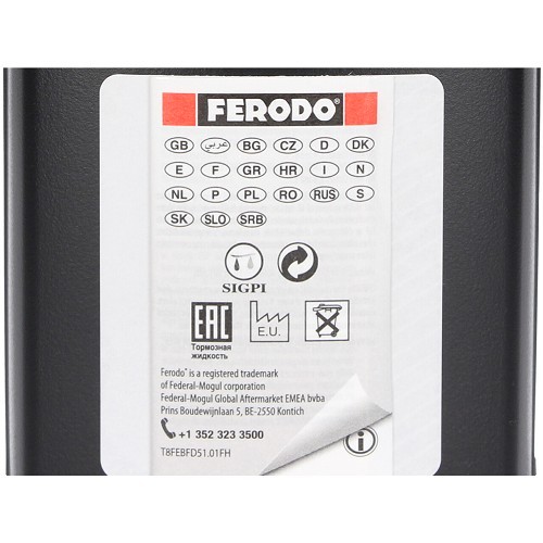  1/2 litro de líquido de freno y de embrague Ferodo DOT 5.1 - UH27100-1 