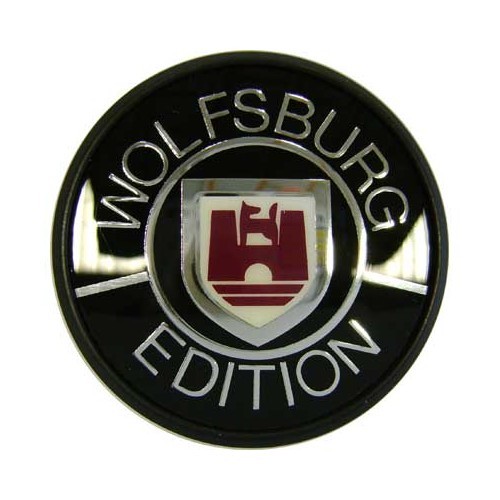     
                
                
    WOLSBURG EDITION adhesive sign in aluminium for VW Golf 1 Cabriolet and 2 - diameter 40mm - UK20129
