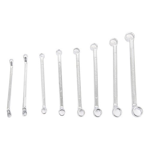 8-piece Deep Crank Double-Ring Spanner Set, 6x7-20x22 mm - UO09008