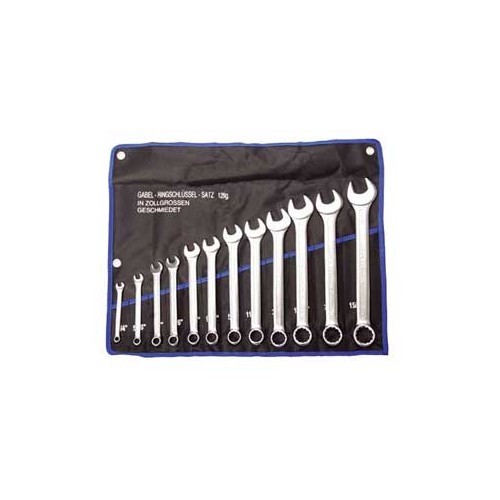  12-piece Combination Spanner Set, in Inch Sizes, 1/4" - 15/16" - UO09061 